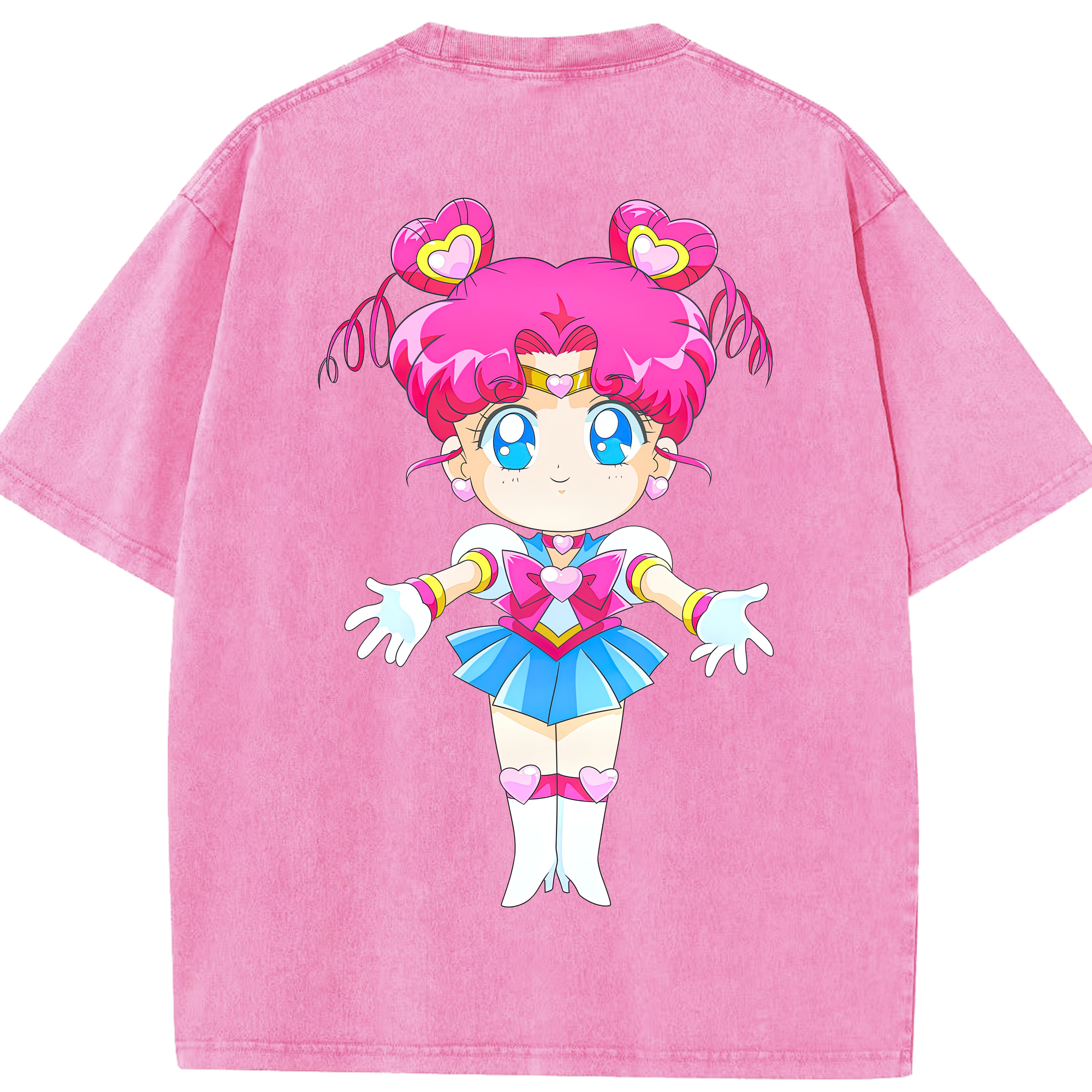 （画像用） 美少女戦士セーラームーン ちびうさ Sailor Moon Chibiusa Tsukino Usagi Small Lady Serenity 綿100% ヴィンテージ風 半袖Tシャツ（背面プリント）